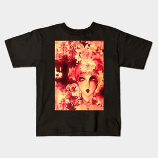 rouge red 70s collage deco art print face Kids T-Shirt